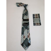 Men's Stacy Adams Necktie and Hankie Set Fancy Design Silky Look SAT29 Plaid - J.Valintin Men's Wear Legend - sat29