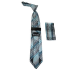 Men's Stacy Adams Necktie and Hankie Set Fancy Design Silky Look SAT3 Teal - J.Valintin Men's Wear Legend - sat3