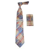 Men's Stacy Adams Necktie and Hankie Set Fancy Design Silky Look SAT31 Blue - J.Valintin Men's Wear Legend - sat31