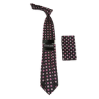 Men's Stacy Adams Necktie and Hankie Set Fancy Design Silky Look SAT33 Pink - J.Valintin Men's Wear Legend - sat33
