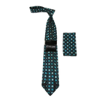 Men's Stacy Adams Necktie and Hankie Set Fancy Design Silky Look SAT34 Teal - J.Valintin Men's Wear Legend - sat34