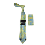 Men's Stacy Adams Necktie and Hankie Set Fancy Design Silky Look SAT37 Yellow - J.Valintin Men's Wear Legend - sat37