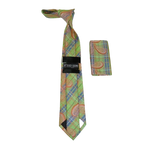 Men's Stacy Adams Necktie and Hankie Set Fancy Design Silky Look SAT38 Green - J.Valintin Men's Wear Legend - sat38