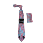 Men's Stacy Adams Necktie and Hankie Set Fancy Design Silky Look SAT39 Pink - J.Valintin Men's Wear Legend - sat39