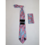 Men's Stacy Adams Necktie and Hankie Set Fancy Design Silky Look SAT39 Pink - J.Valintin Men's Wear Legend - sat39