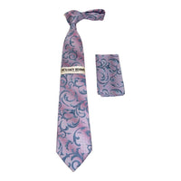 Men's Stacy Adams Necktie and Hankie Set Fancy Design Silky Look SAT43 Pink - J.Valintin Men's Wear Legend - sat43