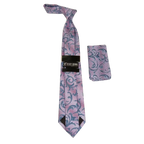 Men's Stacy Adams Necktie and Hankie Set Fancy Design Silky Look SAT43 Pink - J.Valintin Men's Wear Legend - sat43