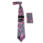 Men's Stacy Adams Necktie and Hankie Set Fancy Design Silky Look SAT49 Pink - J.Valintin Men's Wear Legend - sat49