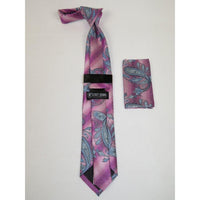 Men's Stacy Adams Necktie and Hankie Set Fancy Design Silky Look SAT49 Pink - J.Valintin Men's Wear Legend - sat49