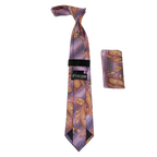 Men's Stacy Adams Necktie and Hankie Set Fancy Design Silky Look SAT5 Lilac - J.Valintin Men's Wear Legend - sat5