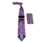 Men's Stacy Adams Necktie and Hankie Set Fancy Design Silky Look SAT9 Pink - J.Valintin Men's Wear Legend - sat9
