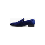 Men's Stacy Adams Saunders Debossed Velour Slip On Comfort Shoes Royal 25581 - 432 - J.Valintin Men's Wear Legend - 25581 - 432_7