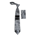 Men's Stacy Adams Tie and Hankie Set Woven Design #St425 Silver gray - J.Valintin Men's Wear Legend - 94830