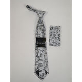 Men's Stacy Adams Tie and Hankie Set Woven Design #St440 Silver gray - J.Valintin Men's Wear Legend - 95649