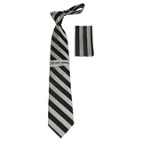 Men's Stacy Adams Tie and Hankie Set Woven Design #Stacy38 Black Silver - J.Valintin Men's Wear Legend - 117