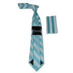 Men's Stacy Adams Tie and Hankie Set Woven Silky Fabric #St1 Teal Silver - J.Valintin Men's Wear Legend - 24802