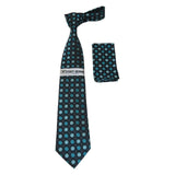 Men's Stacy Adams Tie and Hankie Set Woven Silky Fabric #Stacy1 Teal Polka - J.Valintin Men's Wear Legend - 73