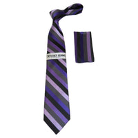 Men's Stacy Adams Tie and Hankie Set Woven Silky Fabric #Stacy41 Purple - J.Valintin Men's Wear Legend - 120