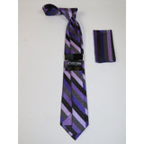 Men's Stacy Adams Tie and Hankie Set Woven Silky Fabric #Stacy41 Purple - J.Valintin Men's Wear Legend - 120