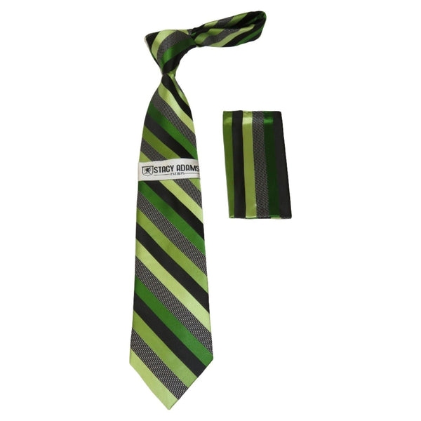 Men's Stacy Adams Tie and Hankie Set Woven Silky Fabric #Stacy45 Green - J.Valintin Men's Wear Legend - 124