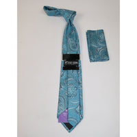 Men's Stacy Adams Tie and Hankie Set Woven Silky Fabric #Stacy77 Teal - J.Valintin Men's Wear Legend - 156