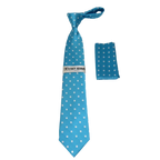 Men's Stacy Adams Tie and Hankie Set Woven Silky Fabric #Stacy8 Teal Polka - J.Valintin Men's Wear Legend - 83