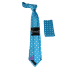Men's Stacy Adams Tie and Hankie Set Woven Silky Fabric #Stacy8 Teal Polka - J.Valintin Men's Wear Legend - 83