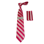 Men's Stacy Adams Tie and Hankie Set Woven Silky #St4 Fuchsia Pink - J.Valintin Men's Wear Legend - 24805