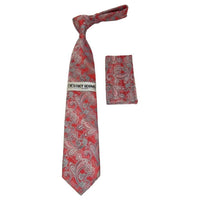 Men's Stacy Adams Tie and Hankie Set Woven Silky #St407 Red Paisley - J.Valintin Men's Wear Legend - 94812