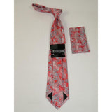 Men's Stacy Adams Tie and Hankie Set Woven Silky #St407 Red Paisley - J.Valintin Men's Wear Legend - 94812