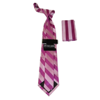 Men's Stacy Adams Tie and Hankie Set Woven Silky #St42 Fuchsia Stripe - J.Valintin Men's Wear Legend - 24843