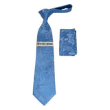 Men's Stacy Adams Tie and Hankie Set Woven Silky #Stacy17 Blue Paisley - J.Valintin Men's Wear Legend - 92