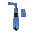 Men's Stacy Adams Tie and Hankie Set Woven Silky #Stacy17 Blue Paisley - J.Valintin Men's Wear Legend - 92