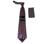 Men's Stacy Adams Tie and Hankie Set Woven Silky #Stacy2 Burgundy Polka Dot - J.Valintin Men's Wear Legend - 74