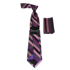 Men's Stacy Adams Tie and Hankie Set Woven Silky #Stacy42 Pink Stripe - J.Valintin Men's Wear Legend - 121