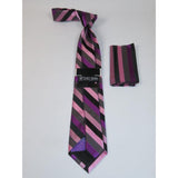 Men's Stacy Adams Tie and Hankie Set Woven Silky #Stacy42 Pink Stripe - J.Valintin Men's Wear Legend - 121