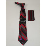 Men's Stacy Adams Tie and Hankie Set Woven Silky #Stacy43 Red Stripe - J.Valintin Men's Wear Legend - 122