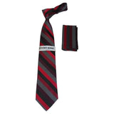 Men's Stacy Adams Tie and Hankie Set Woven Silky #Stacy43 Red Stripe - J.Valintin Men's Wear Legend - 122