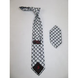 Mens Steven Land Density 100% Satin Silk Crystal Tie/Hankie Set CR29 - 02 White - J.Valintin Men's Wear Legend - CR29 - 02