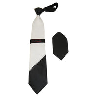 Mens Steven Land Density 100% Silk Crystal Pleated Tie/Hankie CRP30 - 02 White - J.Valintin Men's Wear Legend - CRP30 - 02