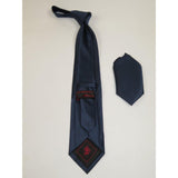 Mens Steven Land Density 100% Silk Crystal Pleated Tie/Hankie CRP30 - 04 Navy - J.Valintin Men's Wear Legend - CRP30 - 04