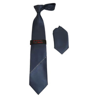 Mens Steven Land Density 100% Silk Crystal Pleated Tie/Hankie CRP30 - 04 Navy - J.Valintin Men's Wear Legend - CRP30 - 04