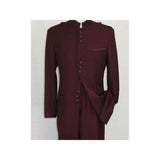 Mens Suit Apollo King Banded Collarless Chinese Mandarin Wide Leg AG96 Burgundy - J.Valintin Men's Wear Legend - 72937