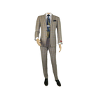 Mens Suit by RENOIR English Plaid Window Pane European Business 291 - 5 Beige blue - J.Valintin Men's Wear Legend - 32127