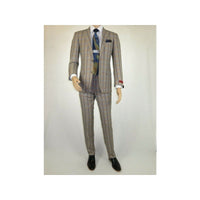 Mens Suit by RENOIR English Plaid Window Pane European Business 291 - 5 Beige blue - J.Valintin Men's Wear Legend - 32127