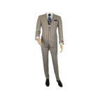 Mens Suit by RENOIR English Plaid Window Pane European Business 291 - 5 Beige blue - J.Valintin Men's Wear Legend - 32127