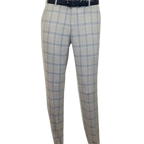 Mens Suit RENOIR English Plaid Window Pane Stretch Comfort Slim Fit 293 - 15 Gray - J.Valintin Men's Wear Legend - 293 - 15 Gray - 38S