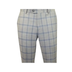 Mens Suit RENOIR English Plaid Window Pane Stretch Comfort Slim Fit 293 - 15 Gray - J.Valintin Men's Wear Legend - 293 - 15 Gray - 38S