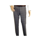 Mens Suit RENOIR English Plaid Window Pane Stretch Slim Comfort 293 - 7 Gray Brown - J.Valintin Men's Wear Legend - 19117