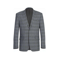 Mens Suit RENOIR English Plaid Window Pane Stretch Slim Fit Comfort 293 - 14 Gray - J.Valintin Men's Wear Legend - 19099